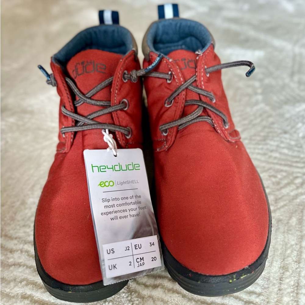NWT Hey Dude Kids Red Eco LightSHELL Boots size 2